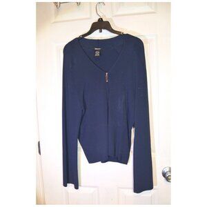 Beliza Lightweight Knit Sweater Top Blouse Navy Blue Women's Size L Long Sleeve